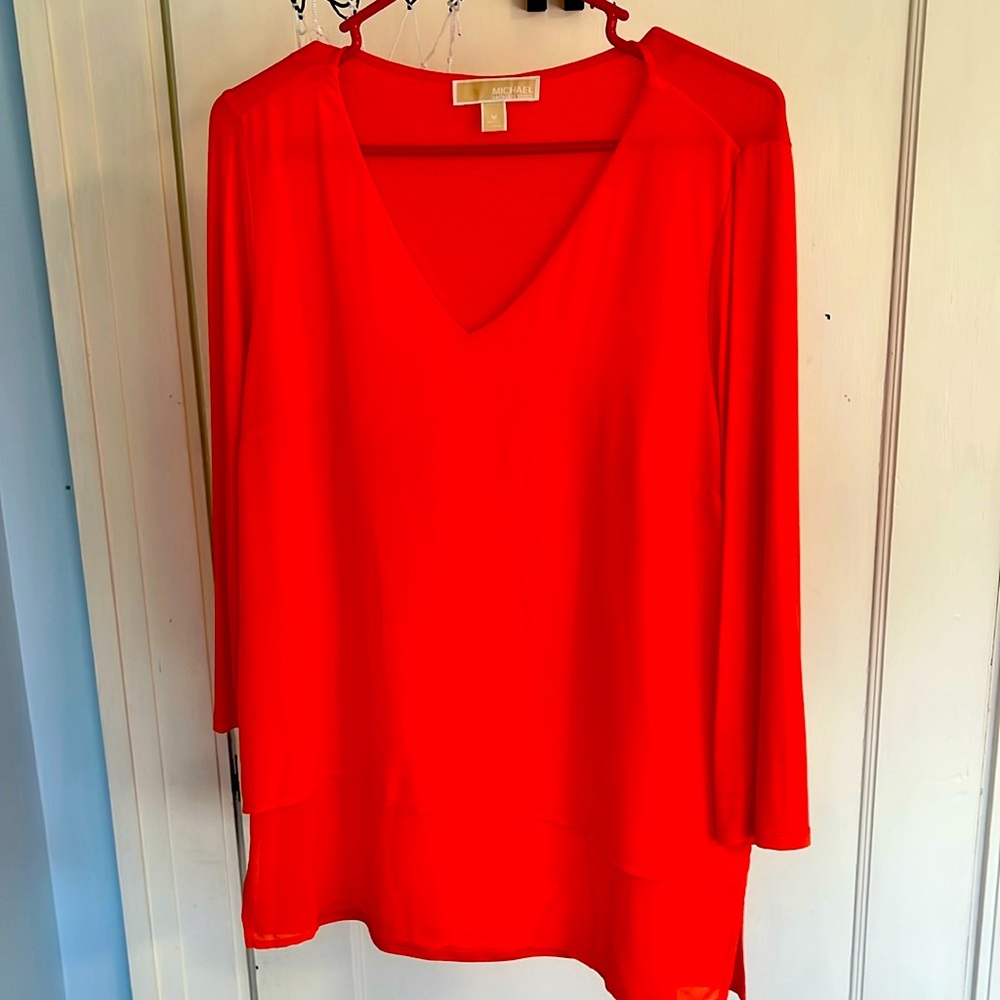 Michael Kors orange v-neck blouse
